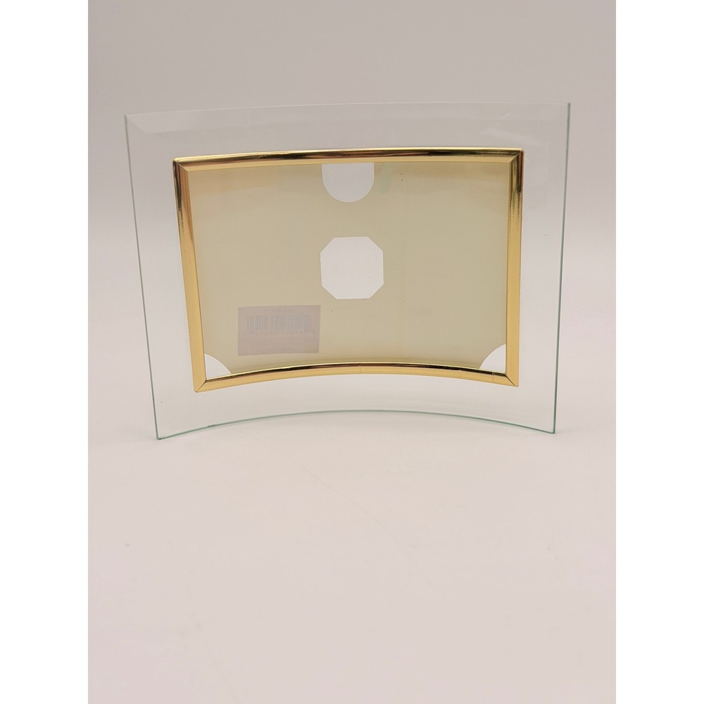 Vintage Curved Glass Picture Frame Gold Trim Beveled Edge 3.5x5 Tabletop Modern